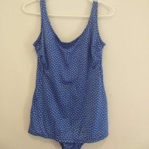 Vintage blue polka dot bathing suit.